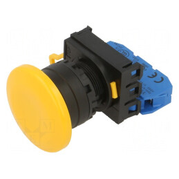 Comutator acţionat prin apăsare 22mm - galben 2 NO | Electronic-mag.ro | Componente Electronice