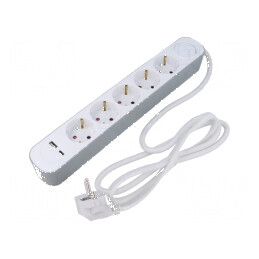 Prelungitor alimentare 3 prize PVC alb 1,5m 16A | Electronic-mag.ro | Componente Electronice