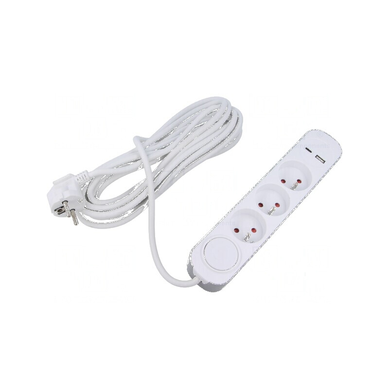 Prelungitor alimentare 3 prize 3m blanc 13A | Electronic-mag.ro | Componente Electronice