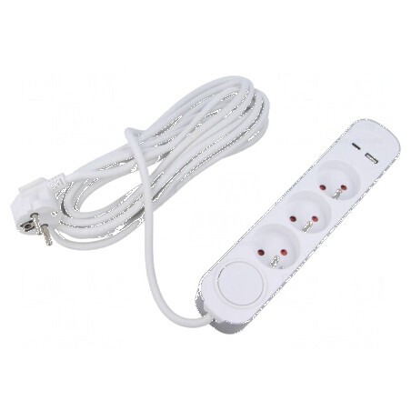 Prelungitor alimentare 3 prize 3m blanc 13A | Electronic-mag.ro | Componente Electronice