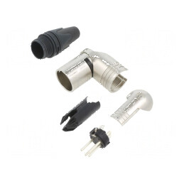 Conector XLR mufă tată PIN 4 unghi 90° rotativ | Electronic-mag.ro | Componente Electronice