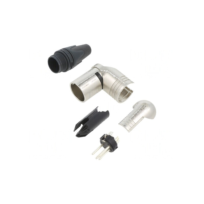 Conector XLR mufă tată PIN 4 unghi 90° rotativ | Electronic-mag.ro | Componente Electronice