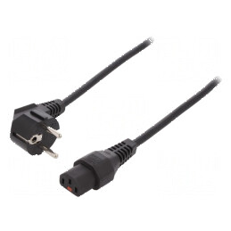 Cablu de alimentare CEE 7/7 cu ștecăr în unghi, IEC C13 mamă - 2 metri | Electronic-mag.ro | Componente Electronice