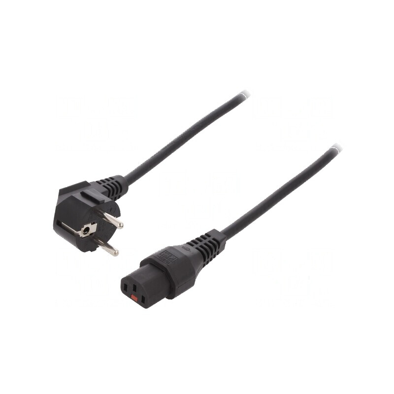 Cablu de alimentare CEE 7/7 cu ștecăr în unghi, IEC C13 mamă - 2 metri | Electronic-mag.ro | Componente Electronice