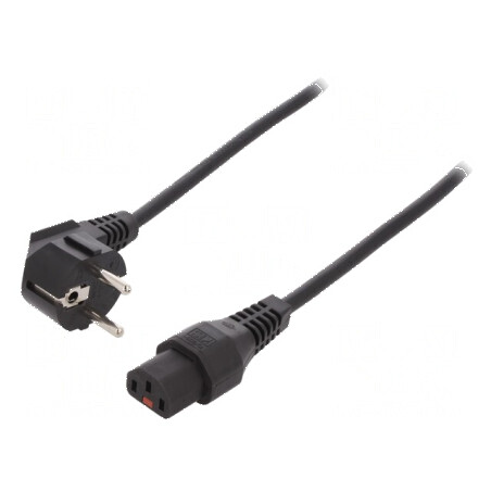 Cablu de alimentare CEE 7/7 cu ștecăr în unghi, IEC C13 mamă - 2 metri | Electronic-mag.ro | Componente Electronice