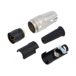 Conector M16 mufă tată lipire pe cablu 12 PIN 3A 32V drept | Electronic-mag.ro | Componente Electronice