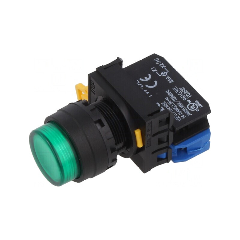 Comutator cu acționare prin apăsare verde 22mm | Electronic-mag.ro | Componente Electronice