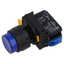 Comutator cu LED, 22mm, 1 contact de deschidere, acționat prin apăsare | Electronic-mag.ro | Componente Electronice