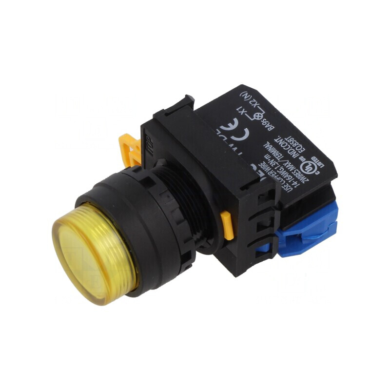Comutator acţionat prin apăsare 22mm galben | Electronic-mag.ro | Componente Electronice
