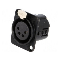 Conector XLR mamă 4 pini drept lipire argintat 50V 10A | Electronic-mag.ro | Componente Electronice
