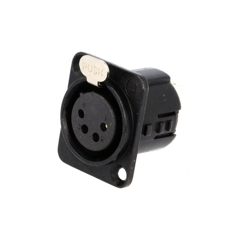 Conector XLR mamă 4 pini drept lipire argintat 50V 10A | Electronic-mag.ro | Componente Electronice