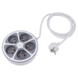 Prelungitor alimentare 5 prize PVC alb 2m 16A 3x1mm2 | Electronic-mag.ro | Componente Electronice