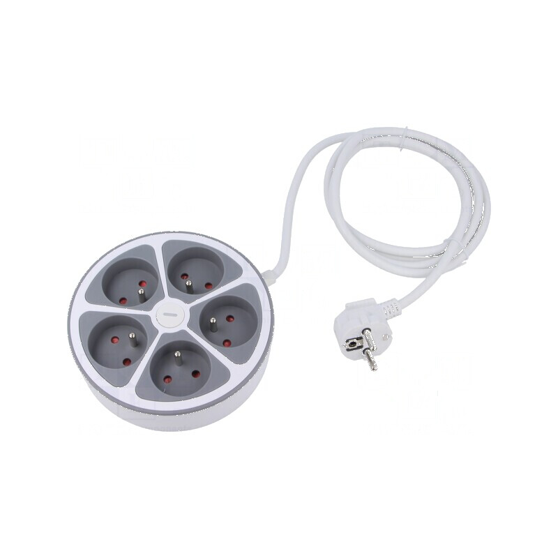 Prelungitor alimentare 5 prize PVC alb 2m 16A 3x1mm2 | Electronic-mag.ro | Componente Electronice