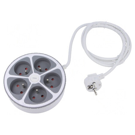 Prelungitor alimentare 5 prize PVC alb 2m 16A 3x1mm2 | Electronic-mag.ro | Componente Electronice