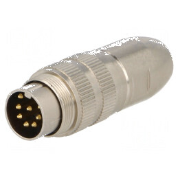 Conector M16 mufă tată lipire pe cablu 8 pini 5A 60V drept | Electronic-mag.ro | Componente Electronice