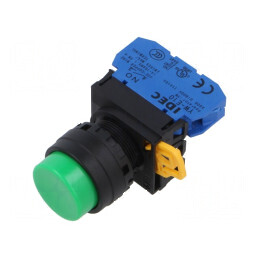 Comutator apăsare 22mm 2 NO verde Poz.i stab | Electronic-mag.ro | Componente Electronice