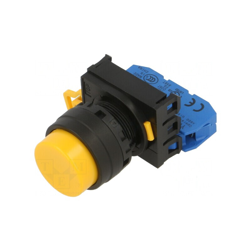 Comutator 22mm Poz.i Stabil 2 NO Galben Apăsare | Electronic-mag.ro | Componente Electronice