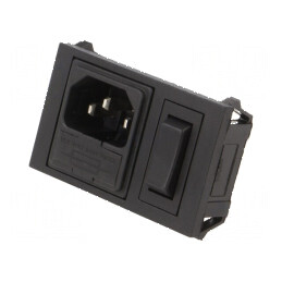 Conector alimentare AC soclu tată 10A 250VAC IEC 60320 | Electronic-mag.ro | Componente Electronice