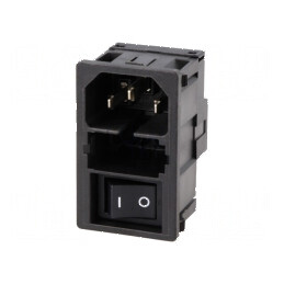 Conector alimentare AC soclu tată 10A 250VAC IEC 60320 | Electronic-mag.ro | Componente Electronice
