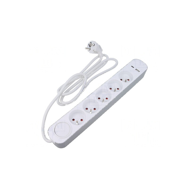 Prelungitor alimentare 3 prize 1,5m 16A PVC alb | Electronic-mag.ro | Componente Electronice