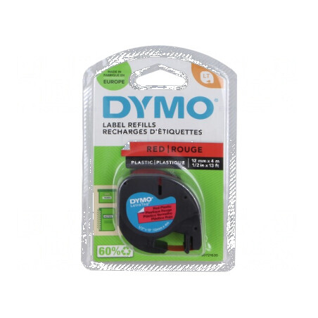 Bandă adezivă roșie 12mm x 4m cu caracter negru | Electronic-mag.ro | Componente Electronice