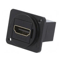 Adaptor HDMI soclu FT aurit 19x24mm metal | Electronic-mag.ro | Componente Electronice