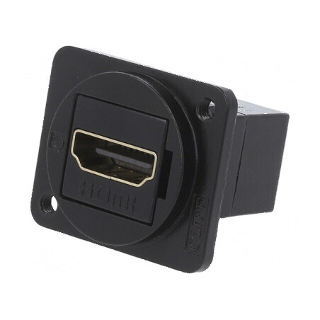 Adaptor HDMI soclu FT aurit 19x24mm metal | Electronic-mag.ro | Componente Electronice