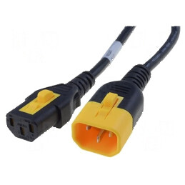 Cablu IEC C13 mamă - IEC C14 tată 1,2m 10A negru 3x0,75mm2 PVC | Electronic-mag.ro | Componente Electronice