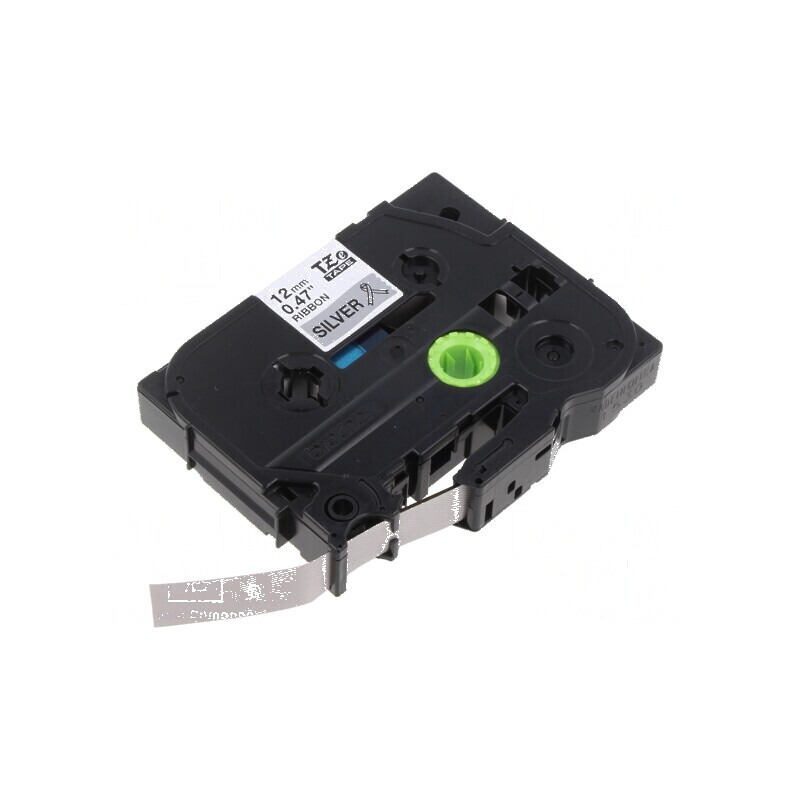 Bandă argintie 12mm x 8m laminată cu caracter negru | Electronic-mag.ro | Componente Electronice