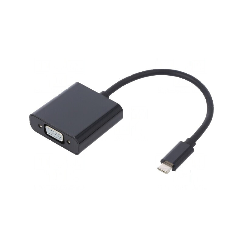Adaptor USB C la D-Sub 15pin HD 0,23m negru | Electronic-mag.ro | Componente Electronice