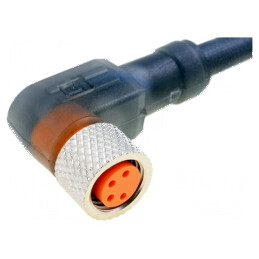 Conector M8 mamă 2m 4 pini unghi 90° cu manşon și cabluri | Electronic-mag.ro | Componente Electronice