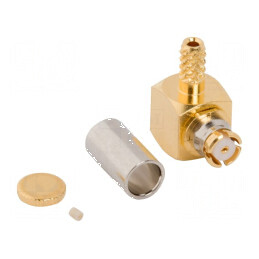 Conector coaxial mamă 90° 50Ω pentru lipire pe cablu | Electronic-mag.ro | Componente Electronice