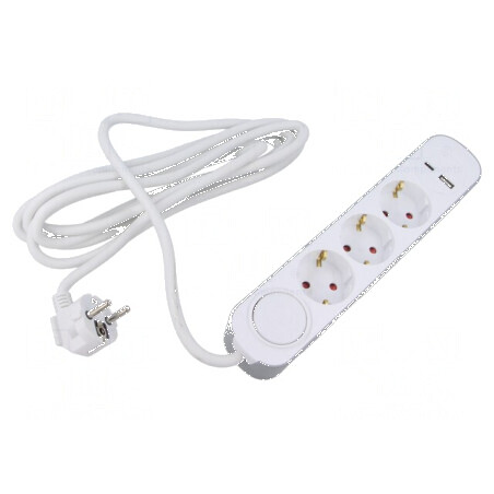 Prelungitor alimentare 5 prize PVC alb 1,5m 16A 3x1,5mm2 | Electronic-mag.ro | Componente Electronice