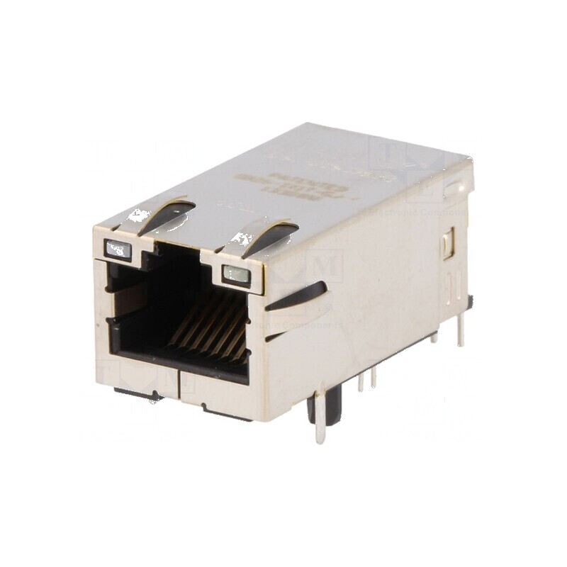Conector RJ45 soclu ecranat cu diodă LED THT în unghi, PIN 8 | Electronic-mag.ro | Componente Electronice