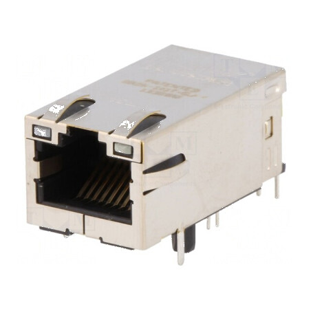 Conector RJ45 soclu ecranat cu diodă LED THT în unghi, PIN 8 | Electronic-mag.ro | Componente Electronice