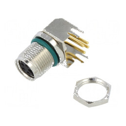 Conector M8 mamă 4 PIN unghi 90° pentru PCB soclu 4A IP68 | Electronic-mag.ro | Componente Electronice