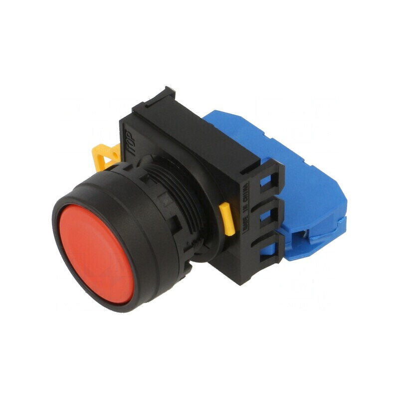 Comutator 22mm Acţionat prin Apăsare 2 NO Roşu | Electronic-mag.ro | Componente Electronice
