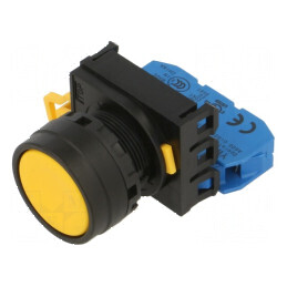 Comutator apăsare 22mm 2 NO galben | Electronic-mag.ro | Componente Electronice