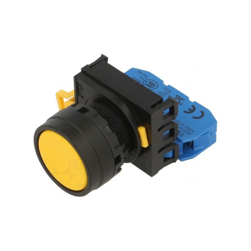 Comutator apăsare 22mm 2 NO galben | Electronic-mag.ro | Componente Electronice