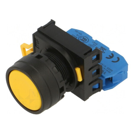 Comutator apăsare 22mm 2 NO galben | Electronic-mag.ro | Componente Electronice