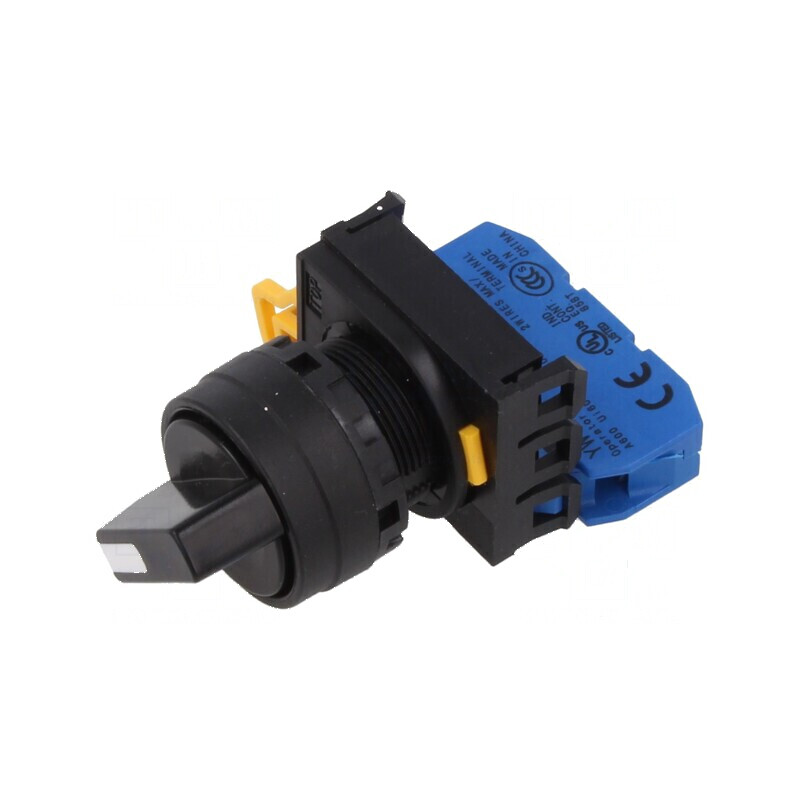 Comutator rotativ 22mm 2 NO negru fără IP65 | Electronic-mag.ro | Componente Electronice
