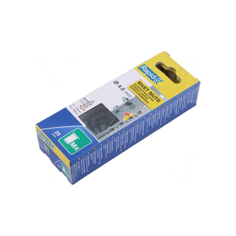 Piuliță nit M4 oțel 20 buc + burghiu pentru grosimi 0,5÷2mm | Electronic-mag.ro | Componente Electronice