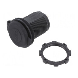 Alimentator USB A cu 2 socluri Tens 12-24VDC negru | Electronic-mag.ro | Componente Electronice