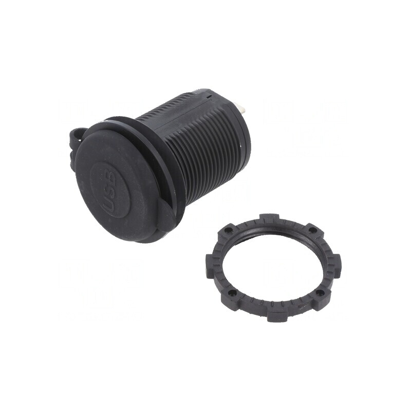 Alimentator USB A cu 2 socluri Tens 12-24VDC negru | Electronic-mag.ro | Componente Electronice