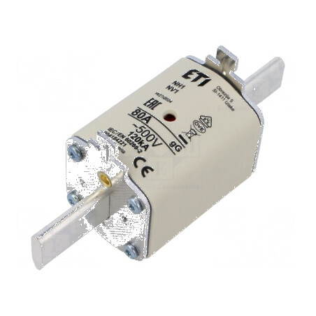 Siguranță ceramică gG 80A 500VAC NH1 industrială | Electronic-mag.ro | Componente Electronice