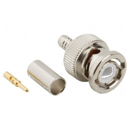 Conector BNC mufă tată drept 50Ω crimpat PTFE aurit | Electronic-mag.ro | Componente Electronice