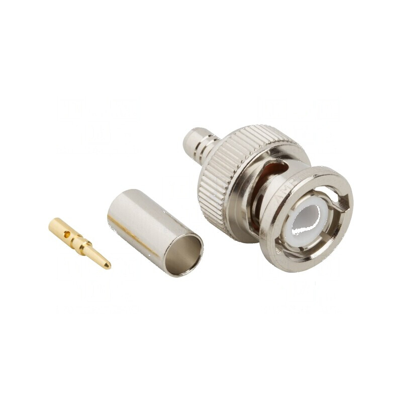 Conector BNC mufă tată drept 50Ω crimpat PTFE aurit | Electronic-mag.ro | Componente Electronice