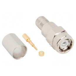 Conector TNC mufă tată drept 50Ω crimpat PTFE aurit | Electronic-mag.ro | Componente Electronice