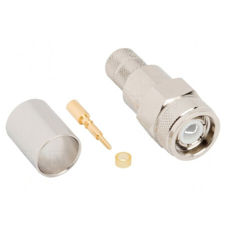 Conector TNC mufă tată drept 50Ω crimpat PTFE aurit | Electronic-mag.ro | Componente Electronice