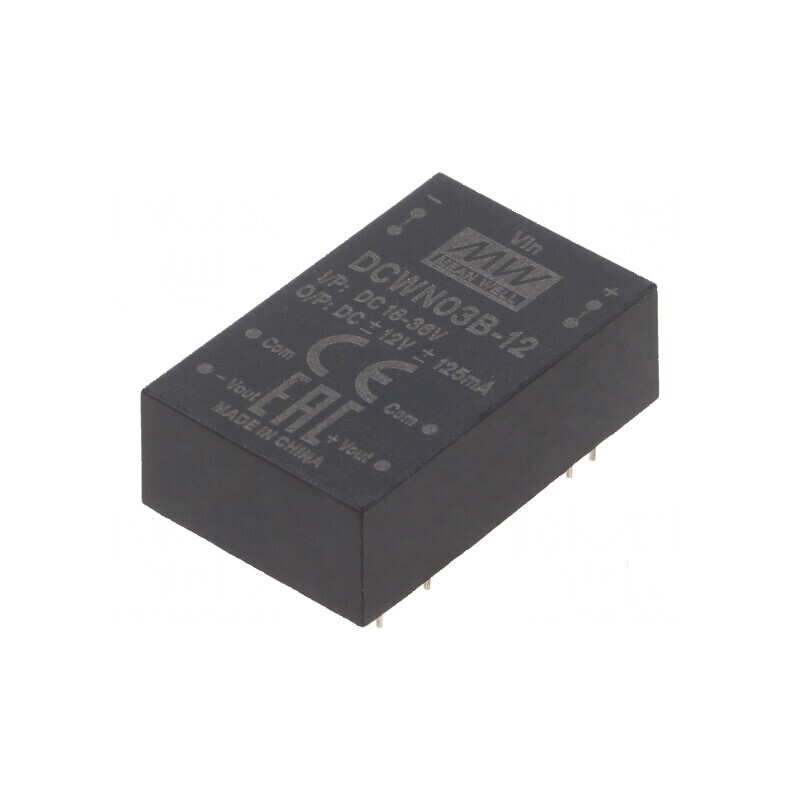 Convertor DC/DC 3W 18-36V la 12VDC și -12VDC THT | Electronic-mag.ro | Componente Electronice